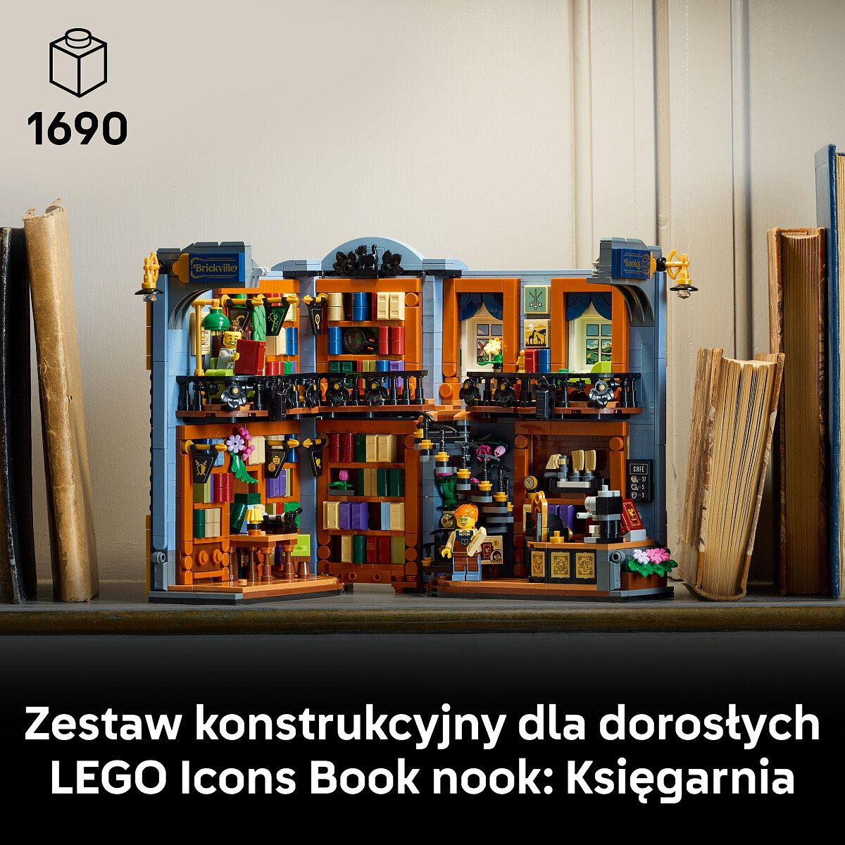 klocki lego icons book nook ksiegarnia 11379elementy