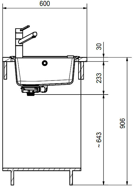 zlewozmywak granitowy basis bsg 620 34 34 rysunek techniczny 3