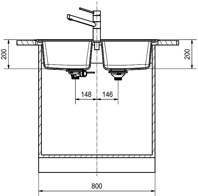 zlewozmywak granitowy basis bsg 620 34 34 rysunek techniczny 2